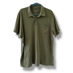 Outerknown Sage Green Short Sleeve Polo Shirt Men's Size XL Preppy Classic